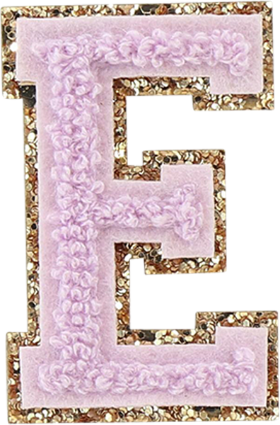 Lilac Glitter Varsity Letter Patches Letters and Loops