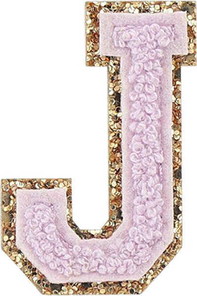Jongdari Chenille Iron-On Letter Patches – 4Pcs Gold Glitter Border Letter E, For Clothing, Hats, Bags