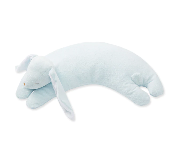 Curved Pillow | Blue Bunny – Letters and Loops